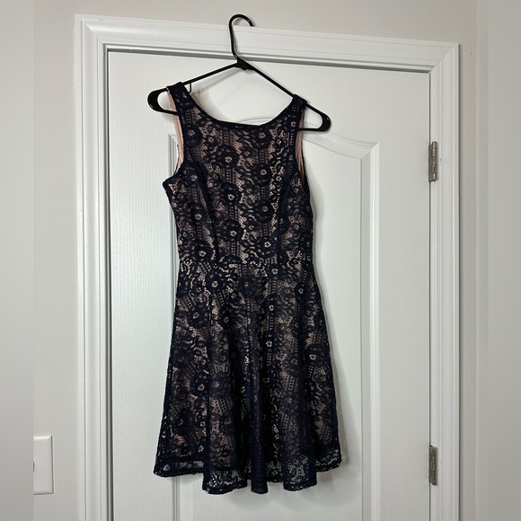 Navy Lace and Light Pink Dress - Picture 1 of 2